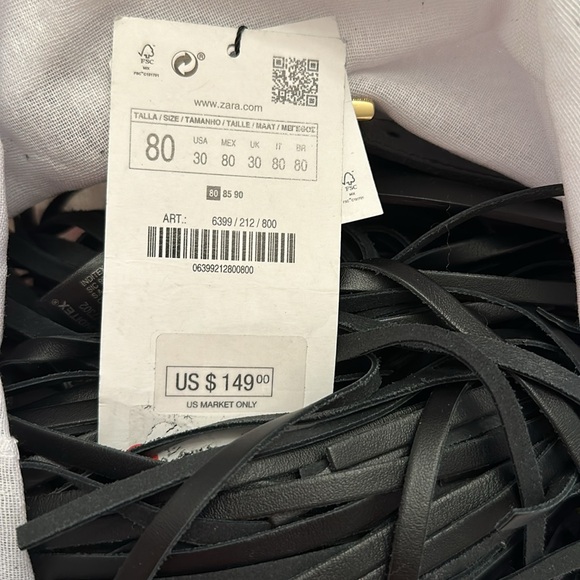 Fringed Leather Belt SPECIAL EDITION Black Bloggers Fav. Size 30 - Picture 7 of 7